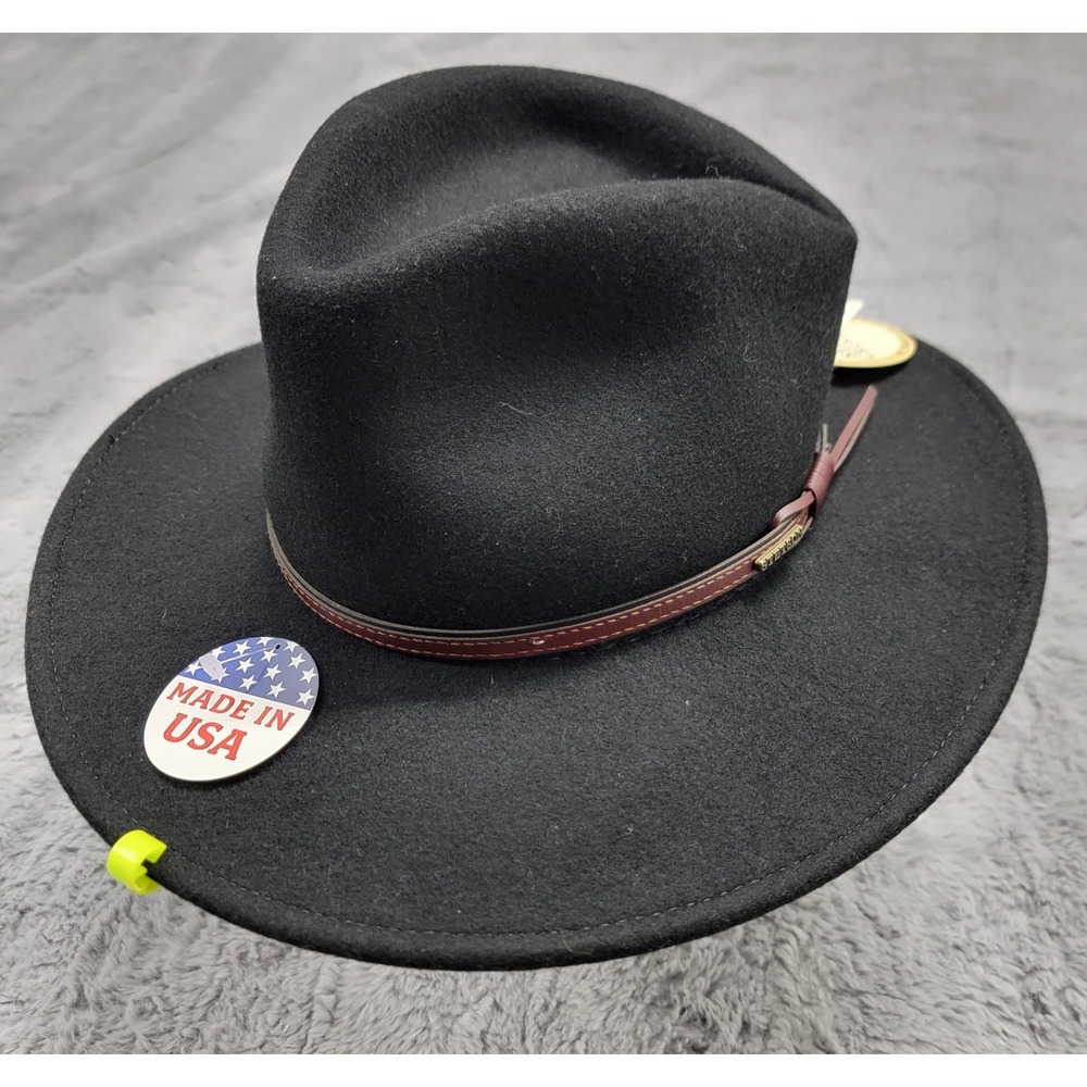 Stetson Hat Mens Small Bozeman Cowboy Black Wool Crushable USA Water Repellent